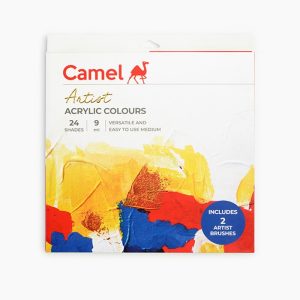 Camel Artist Acrylic Colours 24 shades in 9 ml, 1 shade in 20 ml with Mediums and Brushes