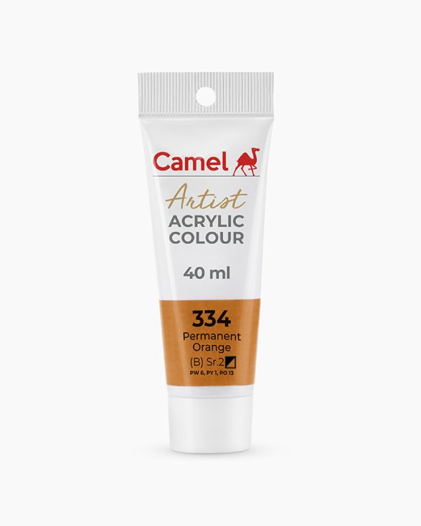 Camel Artist Acrylic Colours Individual tube of Permanent Orange in 40 ml
