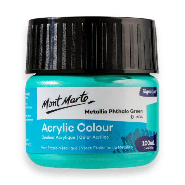 Acrylic Colour Paint Signature 100ml (3.4 US fl.oz) Tub - Metallic Phthalo Green